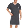 image:imageSWOMOG Mens Nightshirt Modal Short Sleeve Nightgown Henley Night Shirts Sleepwear Big amp Tall NightwearDark Grey