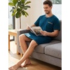 image:imageSWOMOG Mens Nightshirt Modal Short Sleeve Nightgown Henley Night Shirts Sleepwear Big amp Tall NightwearDark Navy Blue