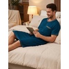 image:imageSWOMOG Mens Nightshirt Modal Short Sleeve Nightgown Henley Night Shirts Sleepwear Big amp Tall NightwearDark Navy Blue
