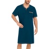 image:imageSWOMOG Mens Nightshirt Modal Short Sleeve Nightgown Henley Night Shirts Sleepwear Big amp Tall NightwearDark Navy Blue