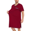 image:imageSWOMOG Mens Nightshirt Modal Short Sleeve Nightgown Henley Night Shirts Sleepwear Big amp Tall NightwearDeep Wine Red