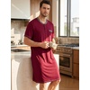 image:imageSWOMOG Mens Nightshirt Modal Short Sleeve Nightgown Henley Night Shirts Sleepwear Big amp Tall NightwearDeep Wine Red