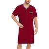 image:imageSWOMOG Mens Nightshirt Modal Short Sleeve Nightgown Henley Night Shirts Sleepwear Big amp Tall NightwearDeep Wine Red