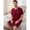 image:imageSWOMOG Mens Nightshirt Modal Short Sleeve Nightgown Henley Night Shirts Sleepwear Big amp Tall NightwearDeep Wine Red