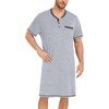 image:imageSWOMOG Mens Nightshirt Modal Short Sleeve Nightgown Henley Night Shirts Sleepwear Big amp Tall NightwearGrey