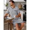 image:imageSWOMOG Mens Nightshirt Modal Short Sleeve Nightgown Henley Night Shirts Sleepwear Big amp Tall NightwearGrey