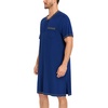image:imageSWOMOG Mens Nightshirt Modal Short Sleeve Nightgown Henley Night Shirts Sleepwear Big amp Tall NightwearNavy Blue