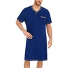 image:imageSWOMOG Mens Nightshirt Modal Short Sleeve Nightgown Henley Night Shirts Sleepwear Big amp Tall NightwearNavy Blue