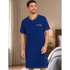 image:imageSWOMOG Mens Nightshirt Modal Short Sleeve Nightgown Henley Night Shirts Sleepwear Big amp Tall NightwearNavy Blue