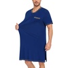 image:imageSWOMOG Mens Nightshirt Modal Short Sleeve Nightgown Henley Night Shirts Sleepwear Big amp Tall NightwearNavy Blue