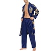 image:imageSWOMOG Mens Satin Robe with Pants Set Silky Kimono Bathrobe Lightweight Soft Sleepwear LoungewearBlue Dragon