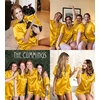 image:imageSWOMOG Womens Silk Satin Pajamas Set Short Sleeve Sleepwear Button Down Top and Shorts Loungewear 2 Piece Pjs Set XS3XLGolden Yellow