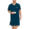 image:imageSWOMOG Mens Nightshirt Modal Short Sleeve Nightgown Henley Night Shirts Sleepwear Big amp Tall NightwearDark Navy Blue