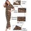 image:imageSWOMOG Couples Pajamas Sets Women amp Men Satin Short Sleeve Sleepwear Button Down Loungewear Pjs Sets with Long Pants Women Leopard Print Medium