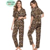 image:imageSWOMOG Couples Pajamas Sets Women amp Men Satin Short Sleeve Sleepwear Button Down Loungewear Pjs Sets with Long Pants Women Leopard Print Medium