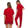 image:imageSWOMOG Womens Silk Satin Pajama Sets 3Pcs Button Down Pj Set Short Sleeve Sleepwear Loungewear Pjs Nightwear XSXXLBlueLarge