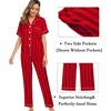 image:imageSWOMOG Womens Silk Satin Pajama Sets 3Pcs Button Down Pj Set Short Sleeve Sleepwear Loungewear Pjs Nightwear XSXXLBlueLarge