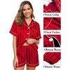 image:imageSWOMOG Womens Silk Satin Pajama Sets 3Pcs Button Down Pj Set Short Sleeve Sleepwear Loungewear Pjs Nightwear XSXXLBlueLarge