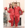 image:imageSWOMOG Family Satin Pajama Set Long Sleeve Sleepwear Button Down Loungewear Silky Pj Set with Long PantsChristmas Red