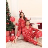 image:imageSWOMOG Family Satin Pajama Set Long Sleeve Sleepwear Button Down Loungewear Silky Pj Set with Long PantsChristmas Red