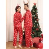 image:imageSWOMOG Family Satin Pajama Set Long Sleeve Sleepwear Button Down Loungewear Silky Pj Set with Long PantsChristmas Red