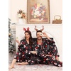 image:imageSWOMOG Family Satin Pajama Set Long Sleeve Sleepwear Button Down Loungewear Silky Pj Set with Long PantsChristmas Snowman