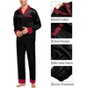image:imageSWOMOG Family Satin Pajama Set Long Sleeve Sleepwear Button Down Loungewear Silky Pj Set with Long PantsContrasting Black