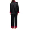 image:imageSWOMOG Family Satin Pajama Set Long Sleeve Sleepwear Button Down Loungewear Silky Pj Set with Long PantsContrasting Black