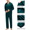 image:imageSWOMOG Family Satin Pajama Set Long Sleeve Sleepwear Button Down Loungewear Silky Pj Set with Long PantsDeep Green