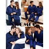 image:imageSWOMOG Family Satin Pajama Set Long Sleeve Sleepwear Button Down Loungewear Silky Pj Set with Long PantsNavy Blue