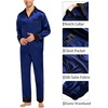 image:imageSWOMOG Family Satin Pajama Set Long Sleeve Sleepwear Button Down Loungewear Silky Pj Set with Long PantsNavy Blue