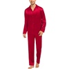 image:imageSWOMOG Family Satin Pajama Set Long Sleeve Sleepwear Button Down Loungewear Silky Pj Set with Long PantsPure Red