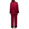 image:imageSWOMOG Family Satin Pajama Set Long Sleeve Sleepwear Button Down Loungewear Silky Pj Set with Long PantsWine Red
