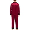 image:imageSWOMOG Family Satin Pajama Set Long Sleeve Sleepwear Button Down Loungewear Silky Pj Set with Long PantsWine Red