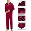 image:imageSWOMOG Family Satin Pajama Set Long Sleeve Sleepwear Button Down Loungewear Silky Pj Set with Long PantsWine Red