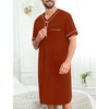 image:imageSWOMOG Mens Nightgown Short Sleeve Lounge Sleep Henley Shirt Pajama Big amp Tall Nightshirt Comfy Nightwear M3XLCoffee