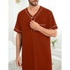 image:imageSWOMOG Mens Nightgown Short Sleeve Lounge Sleep Henley Shirt Pajama Big amp Tall Nightshirt Comfy Nightwear M3XLCoffee
