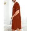 image:imageSWOMOG Mens Nightgown Short Sleeve Lounge Sleep Henley Shirt Pajama Big amp Tall Nightshirt Comfy Nightwear M3XLCoffee