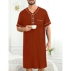 image:imageSWOMOG Mens Nightgown Short Sleeve Lounge Sleep Henley Shirt Pajama Big amp Tall Nightshirt Comfy Nightwear M3XLCoffee