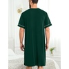 image:imageSWOMOG Mens Nightgown Short Sleeve Lounge Sleep Henley Shirt Pajama Big amp Tall Nightshirt Comfy Nightwear M3XLGreen