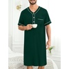 image:imageSWOMOG Mens Nightgown Short Sleeve Lounge Sleep Henley Shirt Pajama Big amp Tall Nightshirt Comfy Nightwear M3XLGreen