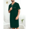 image:imageSWOMOG Mens Nightgown Short Sleeve Lounge Sleep Henley Shirt Pajama Big amp Tall Nightshirt Comfy Nightwear M3XLGreen