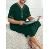 image:imageSWOMOG Mens Nightgown Short Sleeve Lounge Sleep Henley Shirt Pajama Big amp Tall Nightshirt Comfy Nightwear M3XLGreen