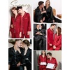 image:imageSWOMOG Family Matching Pajama Set Silk Satin Button Down Sleepwear WomenMenKids Long Sleeve 2 Pcs Pj SetBlack