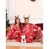 image:imageSWOMOG Family Matching Pajama Set Silk Satin Button Down Sleepwear WomenMenKids Long Sleeve 2 Pcs Pj SetChristmas Red
