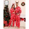 image:imageSWOMOG Family Matching Pajama Set Silk Satin Button Down Sleepwear WomenMenKids Long Sleeve 2 Pcs Pj SetChristmas Red