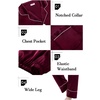 image:imageSWOMOG Family Matching Pajama Set Silk Satin Button Down Sleepwear WomenMenKids Long Sleeve 2 Pcs Pj SetDeep Wine Red