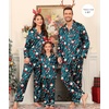 image:imageSWOMOG Family Matching Pajama Set WomenMenKids Silky Satin Pajamas Long Sleeve Sleepwear Button Down Loungewear 2 Pcs Pj Set