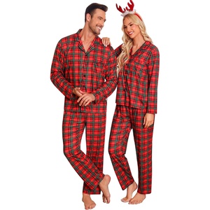 image:imageSWOMOG Family Christmas Matching Pajamas Set Long Sleeve Plaid Pajamas for Women Men Pjs Set Soft 2 PCS LoungewearRed Green Plaidno Pockets