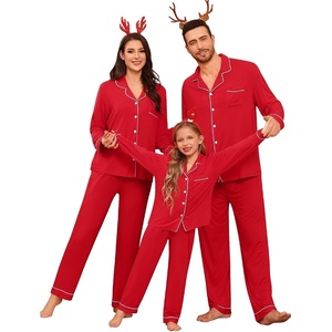 image:imageSWOMOG Family Christmas Matching Pajamas Set Long Sleeve Plaid Pajamas for Women Men Pjs Set Soft 2 PCS LoungewearRedno Pockets